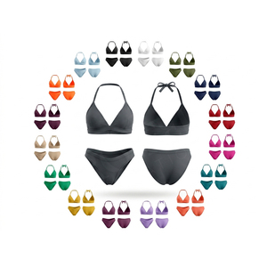Conjunto de Bikini Triangular Clásico Personalizado al por Mayor, 100% Poliéster, Top Halter y Braguita de Talle Medio, Traje de Baño para Playa y Piscina - Product Image 1