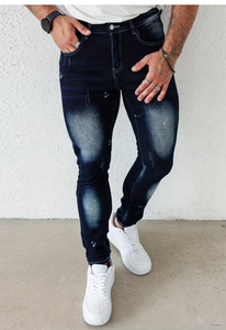 Jean en denim déchiré coupe droite pour homme TRIBON SPORTS, taille mi-haute, style streetwear écoresponsable, avec fermeture éclair et design troué - Product Image 4