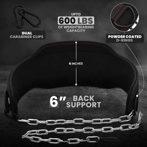 เข็มขัดยกน้ำหนักไนลอนทนทานพร้อมโซ่เหล็ก รับผลิตแบบ OEM ODM พร้อมโลโก้ตามสั่ง อุปกรณ์ออกกำลังกายสำหรับยิม ผู้ผลิตจากปากีสถาน - Product Image 4