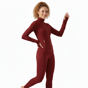 New Autumn Winter Women Yoga Jacket Quick Drying Breathable Windproof Spandex Nylon <b>Tight</b> Fitting Long Sleeved Fitness Jackets - Product Image 5