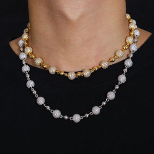 Collar de Cadena de Eslabones con Bolas de Moissanita Personalizado, Plata 925, Bañado en Rodio, Joyería Hip Hop para Hombres y Mujeres, Regalo de Boda - Product Image 3