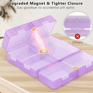 Portable 7-Compartment Folding Design Daily <b>Pill</b> Organizer Large Pocket Travel <b>Pill</b> <b>Storage</b> <b>Case</b> with Purse Features - Product Image 3