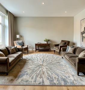 Hand Tufted Low Pile Abstract Wool <b>Rug</b> PET Friendly Non-Slip Eco-Friendly Anti-Bacteria Modern Design Neutral Beige <b>Thin</b> Bar - Product Image 5