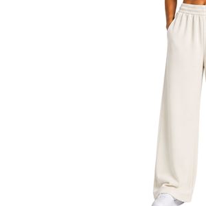 Custom <b>White</b> Wide Leg Sweatpants Women Elastic Waist Loose Fit Cotton Fleece <b>Trousers</b> Oversized Lounge Pants Casual Streetwear - Product Image 3