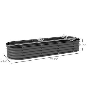 Fioriera Rialzata Quadrata in Metallo Zincato Grigio Scuro da 1,9 m, Design Classico, per Giardino Domestico Esterno e Uso Alberghiero - Product Image 3