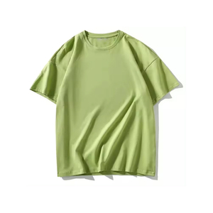 T-shirt en coton rouge uni surdimensionné pour homme, manches courtes, col rond, jersey décontracté, design uni - Product Image 4
