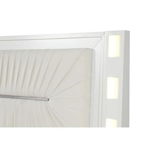 <b>Queen</b> <b>Size</b> LED <b>Bed</b> with Wood Up-Holstery Milky White Color - Product Image 4