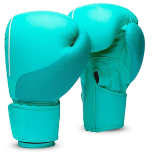 Gants de boxe en PU turquoise, à doigts entiers, fermeture Velcro, équipement d'entraînement pour adultes, unisexe, respirant - Product Image 5