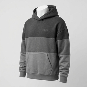 Sweat-shirt à capuche surdimensionné en molleton épais, bicolore gris personnalisé, style streetwear - Product Image 4