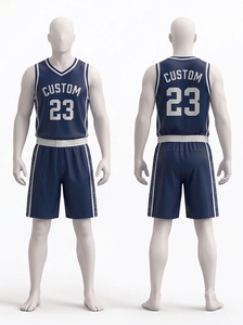 Ensemble Maillot et Short de Basketball Personnalisé Bleu Marine et Blanc – Tenue de Sport Professionnelle Respirante pour Équipe – Personnalisable pour Match - Product Image 1
