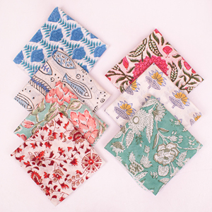 Floral Block Print Cotton <b>Bandana</b>, Handblock Printed Scarf, Lightweight Neck Tie, Eco-Friendly Summer Accessory - Product Image 2