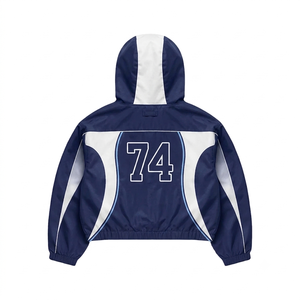 Conjunto de chándal cortavientos de nailon personalizado con bloques de color para hombre, chaqueta con cremallera, pantalones deportivos, jogger, bordado, logotipo personalizado, OEM, ODM - Product Image 3