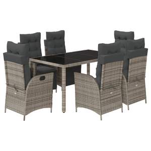 Juego de Comedor de Jardín de 7 Piezas en Ratán Sintético Gris con Reposapiés Ajustables, Experiencia de Comedor al Aire Libre Elegante - Product Image 2