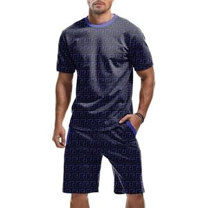 Custom <b>Men's</b> Summer <b>Lounge</b> Sets Breathable <b>Short</b> Sleeve T-Shirts and <b>Shorts</b> with Printed Pattern Matching Loungewear - Product Image 6