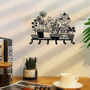 CIFbuy Portachiavi Moderno Minimalista in Legno Nero da Parete con Mensola Flottante Intagliata a Forma di Vaso per Uso Domestico - Servizio di Raccolta Disponibile - Product Image 3