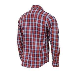 Chemise à manches longues pour homme de haute qualité, à carreaux rouges et bleus, en coton premium, boutonnée, style western décontracté, avec deux poches à rabat. - Product Image 2