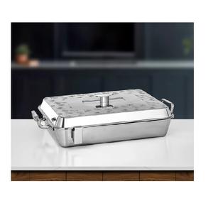 Plat de service rond élégant en acier inoxydable argenté, avec couvercle, idéal pour les réceptions, mariages et la décoration intérieure – Vente chaude - Product Image 6