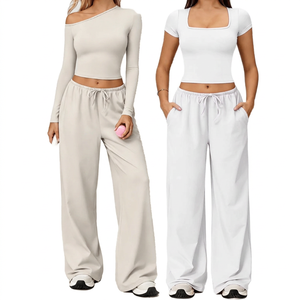 Custom Women Yoga Set 2 Piece Hooded <b>Long</b> <b>Sleeve</b> Crop <b>Top</b> with High Waist Leggings Thumbhole Soft Fabric Yoga Pants Activewear - Product Image 1