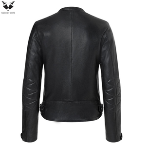 Bon Fournisseur avec Logo Personnalisé Veste en Cuir de Mouton Véritable pour Femme Légère Tissée Coupe Ajustée Haute Qualité OEM ODM avec Poches - Product Image 2