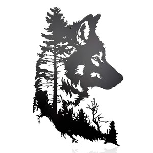 Sculpture murale géométrique tête de loup en bois d'acacia, style moderne minimaliste, vente en gros - Product Image 6