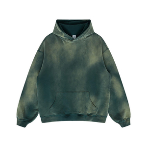 Acid Wash Hooded Pullover Hoodie Unlined Fleece Sweatshirt for Men Vintage Washed Streetwear - Product Image 5