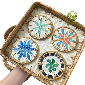 Posavasos Decorativo Hecho a Mano con Mosaico de Conchas de Nácar para Decoración de Hogares Costeros y Resorts - Product Image 5