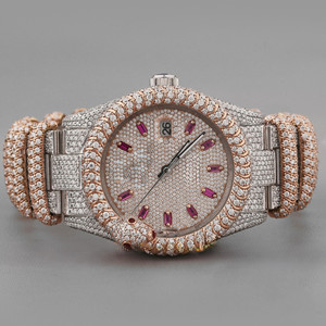 Reloj de pulsera Moissanite Diamond con accesorios de cuerpo de acero inoxidable e irradia con diamantes de claridad VVS - Product Image 1