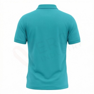 Polo à manches courtes pour homme, couleur turquoise, logo montagne brodé, décontracté, respirant, coton Oxford, coupe classique - Product Image 2