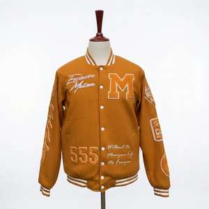 Veste universitaire personnalisée haut de gamme pour homme, veste de baseball style Letterman, corps en laine, manches en cuir, streetwear, usine de vêtements OEM ODM - Product Image 5