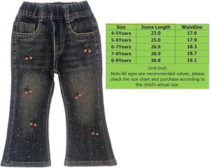 Girls High <b>Waist</b> Straight Leg Denim <b>Jeans</b> With Embroidery Floral Patch Vintage Washed Cotton Casual Pants Full Length Style - Product Image 5