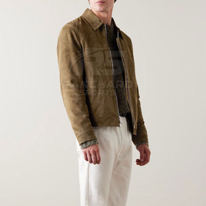 Streetwear Mens <b>Suede</b> Leather <b>Jacket</b> Premium Soft Finish Slim Fit Classic Casual Fashion Wear - Product Image 3