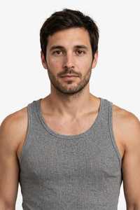 <b>Men's</b> <b>White</b> Ribbed Knit Tank Top Sleeveless O-Neck Muscle <b>Vest</b> Casual Summer Undershirt - Product Image 3