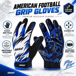 Guantes de Receptor Transpirables de Alto Rendimiento para Fútbol Americano, Palma de Silicona Adhesiva, Poliéster Transpirable, Guantes Deportivos para Exteriores - Product Image 6