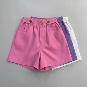 กางเกงขาสั้นผู้หญิงสไตล์เกาหลีลำลองทรงขาบานเอวสูงสีพื้นเรียบง่ายสำหรับฤดูร้อนปี 2026 ทรงตรงทรงเอไลน์สไตล์ไบค์เกอร์ - Product Image 1