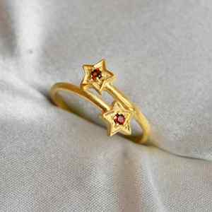 <b>Garnet</b> Gemstone <b>Ring</b> Plated Matte Sterling <b>Silver</b> Star Handmade Luxury Minimalist Engagement & Wedding Gift for Women - Product Image 3