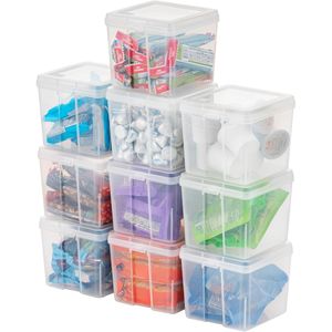 Contenitori e Scatole Impilabili in Plastica con Coperchio a Ribalta Verticale per Organizzazione Casa e Ufficio, Contenitori per Dispensa con Coperchi - Product Image 1