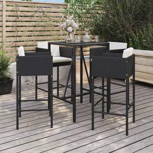 Set Bar da Giardino in Rattan PE Nero e Bianco Crema con Acciaio Verniciato a Polvere - Elegante Collezione per Esterni - Product Image 1