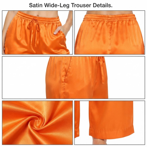 Satin <b>Silk</b> Wide Leg Trousers Ladies Loose Fit Nightwear <b>Pants</b> Drawstring Waist Women's Sleeping <b>Pants</b> Relaxed Fit <b>Silk</b> Pajama - Product Image 6
