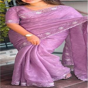 Saree en tissu de coton d'excellente qualité pour femmes vêtements ethniques pour mariage de fournisseur indien - Product Image 3