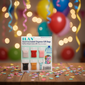 Sacchetti Regalo in Organza Assortiti Ilan 5x7cm Colori Misti 8 Pezzi Decorazione per Feste - Product Image 2