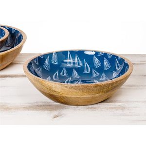 Handcrafted Mango Wood Salad Serving <b>Bowl</b> with Blue Enamel Floral Inlay <b>Large</b> Decorative Wooden <b>Bowl</b> for Fruit and Snacks <b>Bowls</b> - Product Image 4