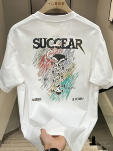 เสื้อยืดผู้ชายแขนสั้นทรงหลวมสไตล์อเมริกัน ผ้าฝ้ายแท้ 100% หนา 180 กรัม ไม่เป็นขุย รุ่นลำลอง ซัมเมอร์ 2025 - Product Image 2
