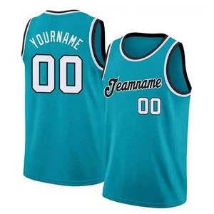 เสื้อบาสเก็ตบอลแบบกำหนดเอง สีเขียวอมฟ้า พิมพ์ลายแบบซับลิเมชั่น เสื้อกล้ามระบายอากาศสำหรับผู้ใหญ่แบบยูนิเซ็กซ์ ชื่อทีมหมายเลข 00 - Product Image 1