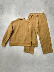 Ensemble unisexe veste et pantalon à manches longues couleur unie minimaliste, survêtement évasé personnalisé, streetwear léger, design Hiver 2026 - Product Image 5