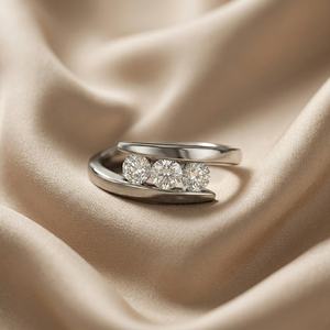 Unique Design Round Cut Moissanite Bypass Shank Three Stone <b>Ring</b> For Women 925 Silver Fine <b>Proposal</b> Gift For Lovers Charm - Product Image 4