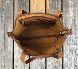 กระเป๋าโท้ทหนังวัวแท้เคลือบแว็กซ์สีพื้นขนาดใหญ่ ยี่ห้อดัง หรูหรา พร้อมซิปปิด รุ่น LTB-0269 สำหรับผู้หญิง - Product Image 2