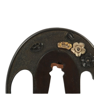 ทั๊งกันมีดญี่ปุ่นยุคเอโดะ ทองแดงแดงนาโนโกะ ประดับด้วยทองและเงิน ลายดอกไม้ ไม่มีตราประทับ - Product Image 6