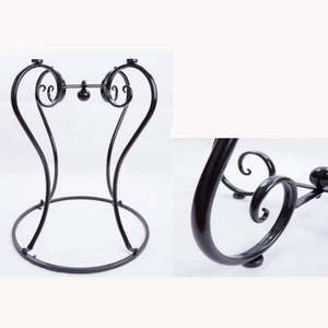 <b>Vintage</b> Round Wooden Top <b>Side</b> <b>Table</b> with Ornate Wrought Iron Scrollwork Base for Living Room Bedroom Hotel Furniture - Product Image 2