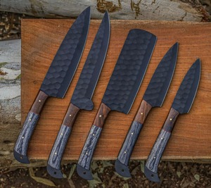 Juego de Cuchillos de Chef de Acero al Carbono Forjados a Mano, 5 Piezas, con Bolsa de Cuero Enrollable - Product Image 4