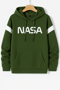 Sudadera con Capucha Estampada de la NASA para Hombre, Corte Regular, Estilo Casual para Otoño, con Bolsillos, en Felpa Francesa de Algodón Rojo - Product Image 6